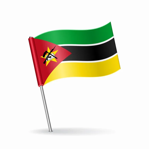 Mapa da bandeira de Moçambique layout ponteiro. Ilustração vetorial. — Vetor de Stock
