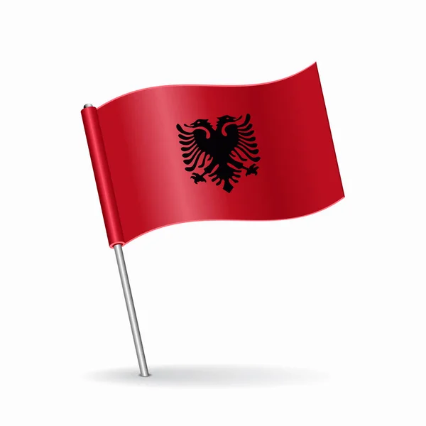 Bandera albanesa diseño de puntero de mapa. Ilustración vectorial. — Vector de stock