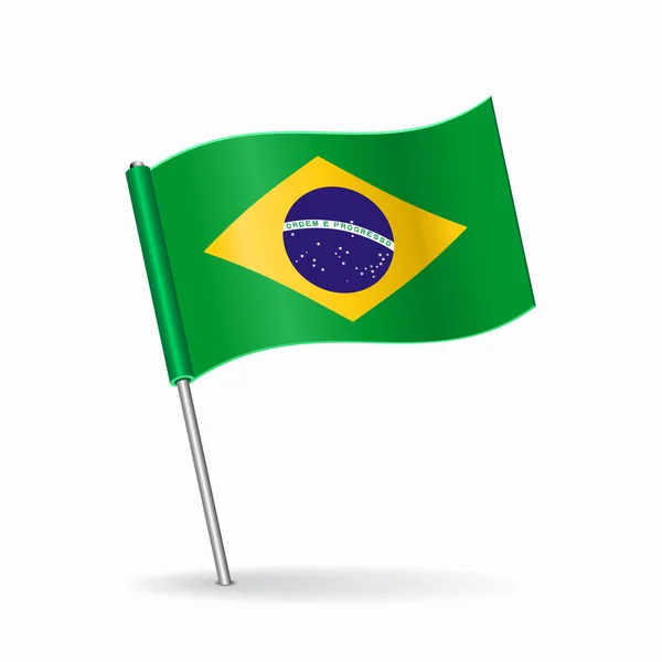 Brazilian flag map pointer layout. Vector illustration. — Stock Vector