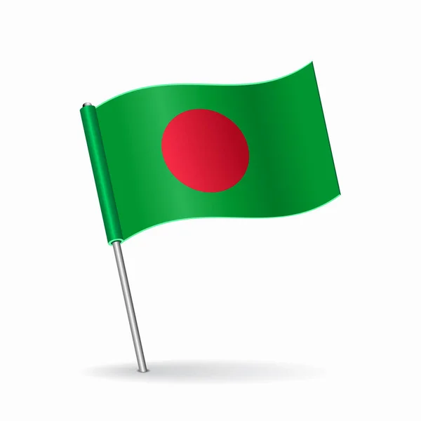 Diseño de puntero de mapa de bandera bangladesí. Ilustración vectorial. — Vector de stock