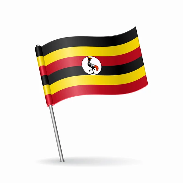 Layout de ponteiro de mapa de bandeira ugandense. Ilustração vetorial. —  Vetores de Stock