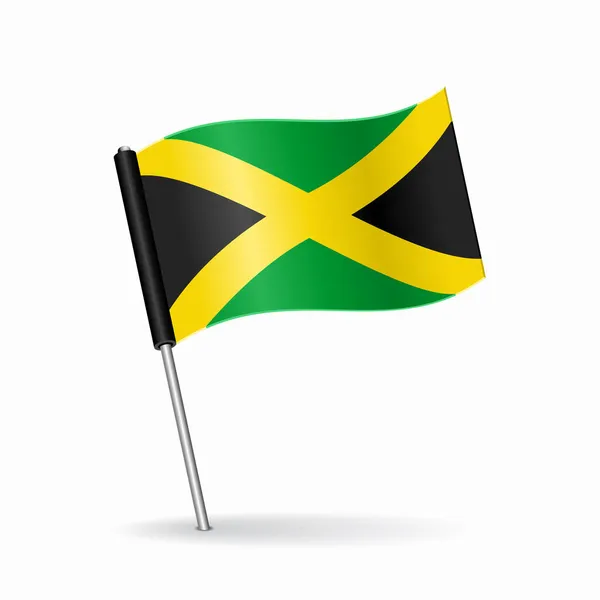 Layout de ponteiro de mapa bandeira jamaicana. Ilustração vetorial. — Vetor de Stock