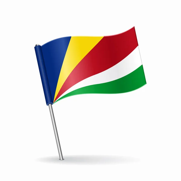 Carte du drapeau des Seychelles mise en page du pointeur. Illustration vectorielle. — Image vectorielle