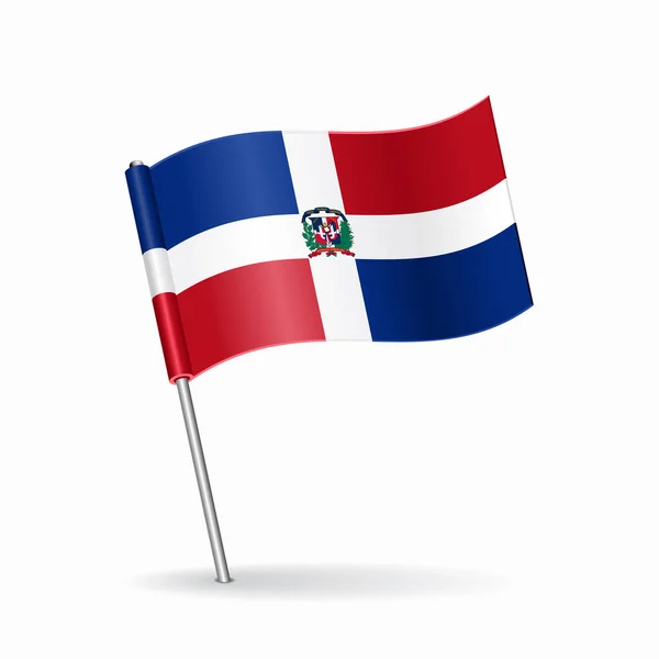 República Dominicana bandeira mapa ponteiro layout. Ilustração vetorial. — Vetor de Stock