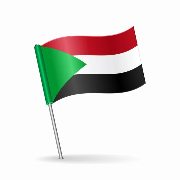 Layout do ponteiro do mapa bandeira sudanesa. Ilustração vetorial. — Vetor de Stock