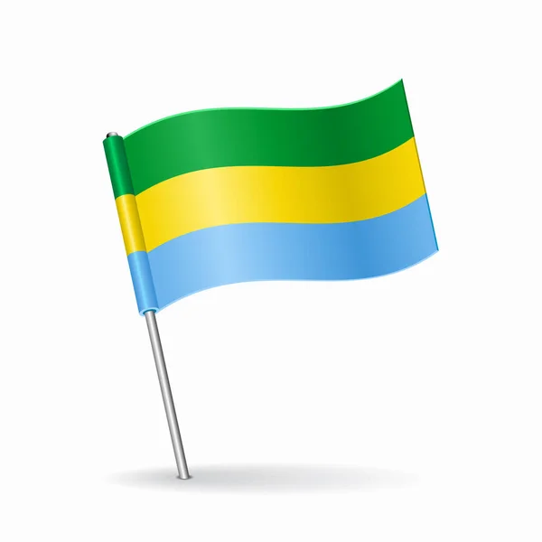 Piantina puntatore mappa bandiera Gabon. Illustrazione vettoriale. — Vettoriale Stock