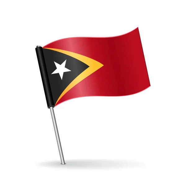 Timor-Leste bandera mapa diseño puntero. Ilustración vectorial. — Archivo Imágenes Vectoriales