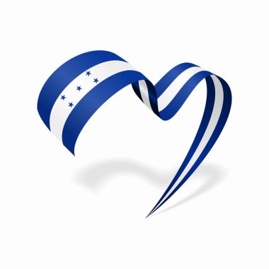 Honduras flag heart shaped ribbon. Vector illustration.