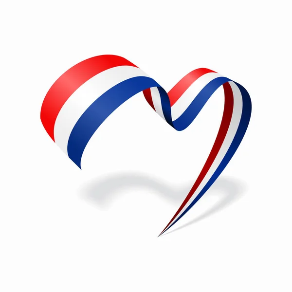 Dutch flag heart shaped ribbon. Vector illustration. — Image vectorielle