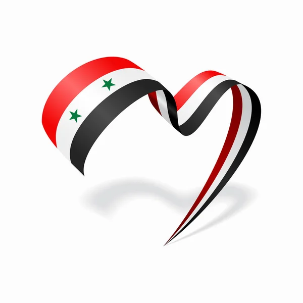 Syrian flag heart shaped ribbon. Vector illustration. — Stock vektor