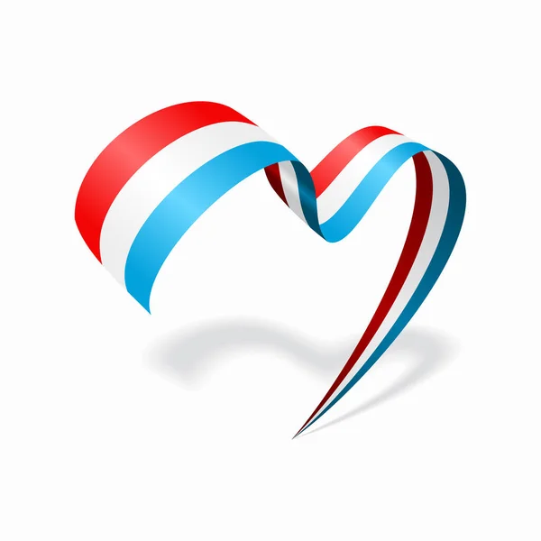 Luxembourg flag heart shaped ribbon. Vector illustration. — Vettoriale Stock