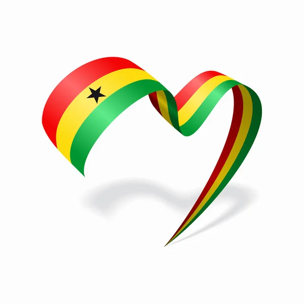 Ghanayan flag heart shaped ribbon. Vector illustration. — Stockvektor