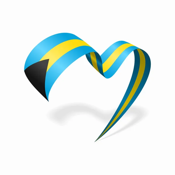 Bahamian flag heart shaped ribbon. Vector illustration. — Stock vektor