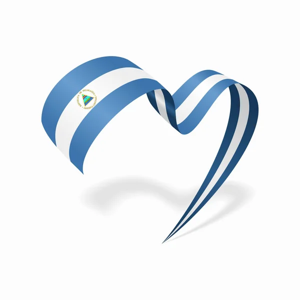 Nicaraguan flag heart shaped ribbon. Vector illustration. — 图库矢量图片
