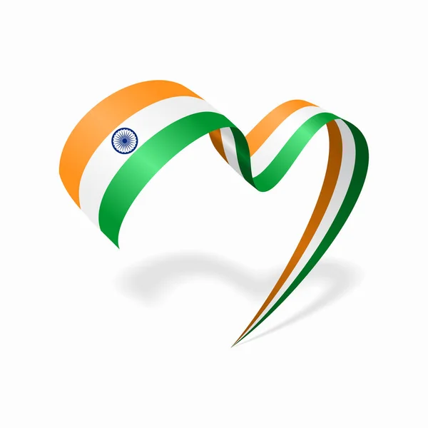 Indian flag heart shaped ribbon. Vector illustration. — 图库矢量图片