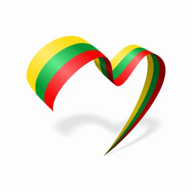 Lithuanian flag heart shaped ribbon. Vector illustration.