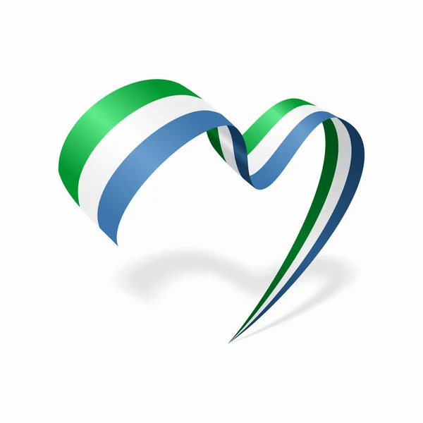 Sierra Leone flag heart shaped ribbon. Vector illustration. — 图库矢量图片