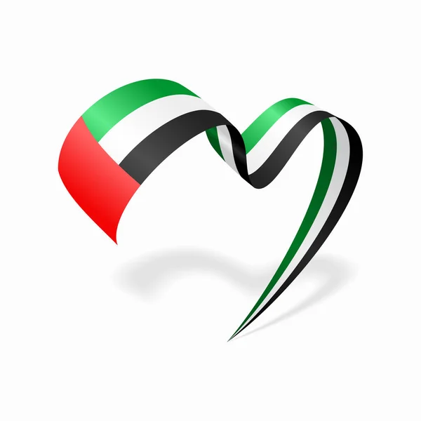 Cinta en forma de corazón de la bandera de los Emiratos Árabes Unidos. Ilustración vectorial. — Vector de stock