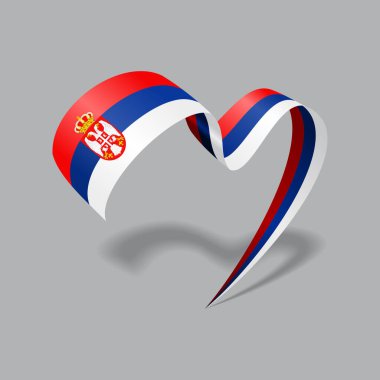 Serbian flag heart shaped ribbon. Vector illustration.