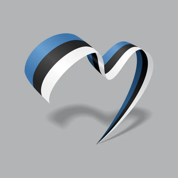 Estonian flag heart shaped ribbon. Vector illustration. — Image vectorielle