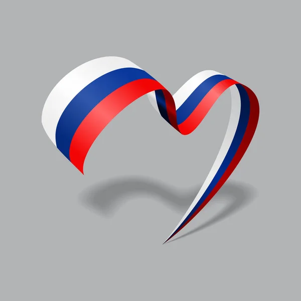 Russian flag heart shaped ribbon. Vector illustration. — Vettoriale Stock