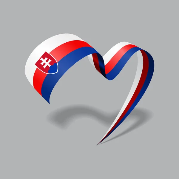 Slovakian flag heart shaped ribbon. Vector illustration. — 图库矢量图片