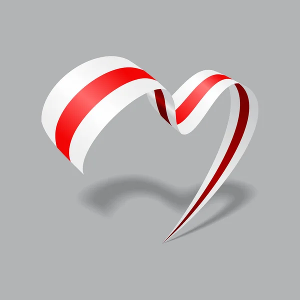 Belarusian flag heart shaped ribbon. Vector illustration. — Stockvektor