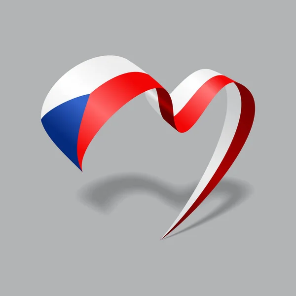 Czech flag heart shaped ribbon. Vector illustration. — стоковий вектор