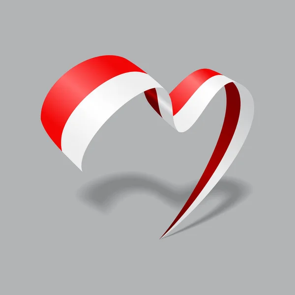 Indonesian flag heart shaped ribbon. Vector illustration. — Stockvektor