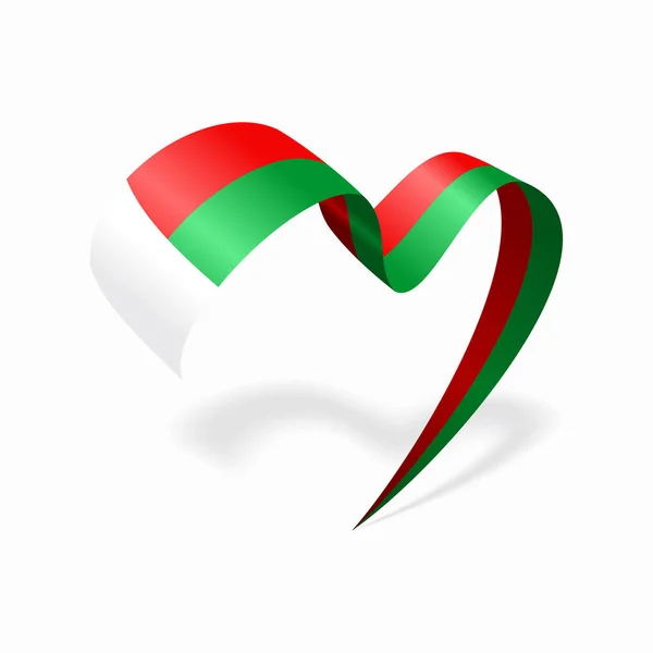 Madagascar flag heart shaped ribbon. Vector illustration. — Stock Vector