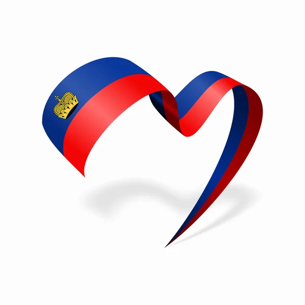 Liechtenstein flag heart shaped ribbon. Vector illustration. — Vetor de Stock