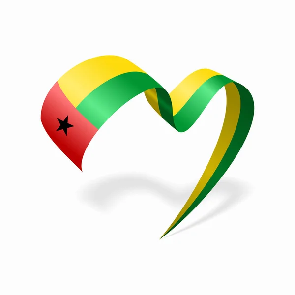 Guinea-Bissau flag heart shaped ribbon. Vector illustration. — Stock Vector