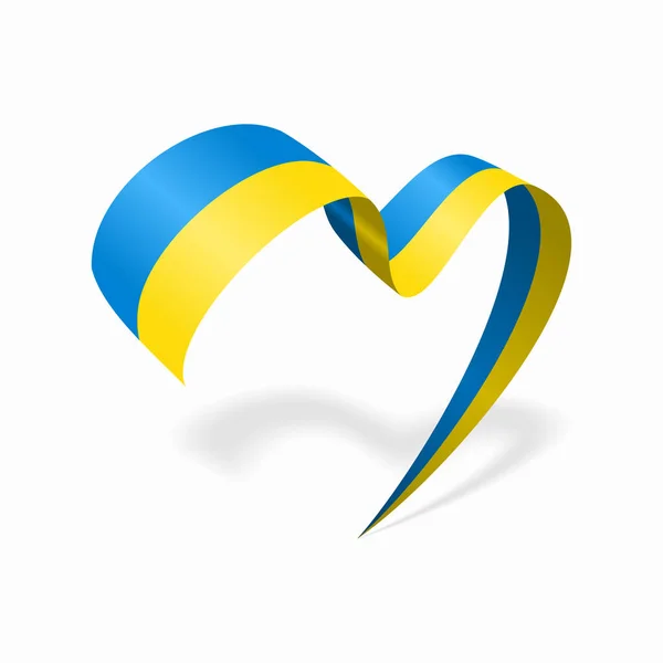 Ukrainian flag heart shaped ribbon. Vector illustration. — стоковий вектор