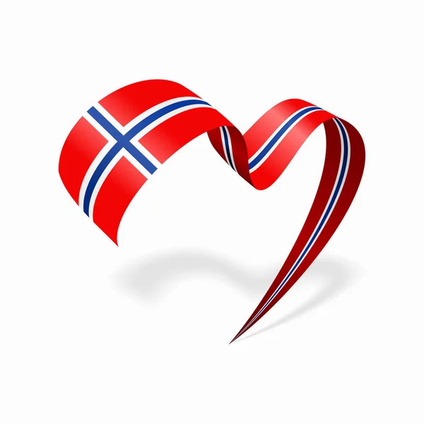 Norwegian flag heart shaped ribbon. Vector illustration. — Vettoriale Stock