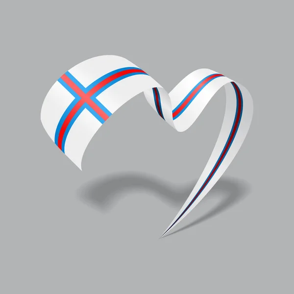 フェロー諸島旗ハート形のリボン。ベクターイラスト. — ストックベクタ