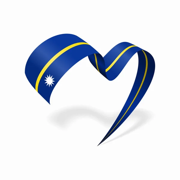 Nauru flag heart shaped ribbon. Vector illustration. — Vettoriale Stock