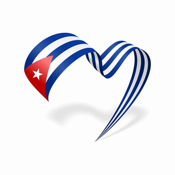 Cuban flag heart shaped ribbon. Vector illustration. — Stok Vektör