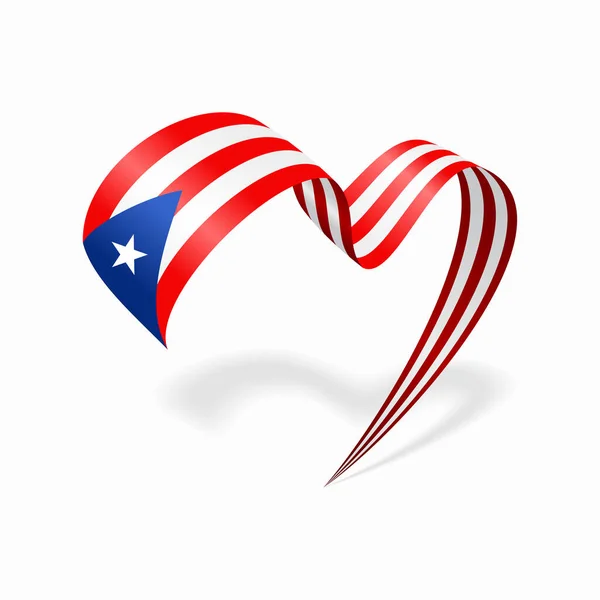 Puerto Rican flag heart shaped ribbon. Vector illustration. — Stock Vector
