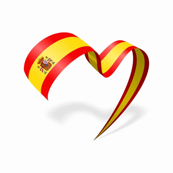 Spanish flag heart shaped ribbon. Vector illustration. — ストックベクタ