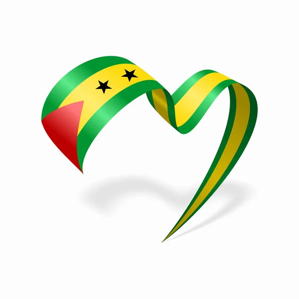 Sao Tome and Principe flag heart shaped ribbon. Vector illustration. — Vettoriale Stock