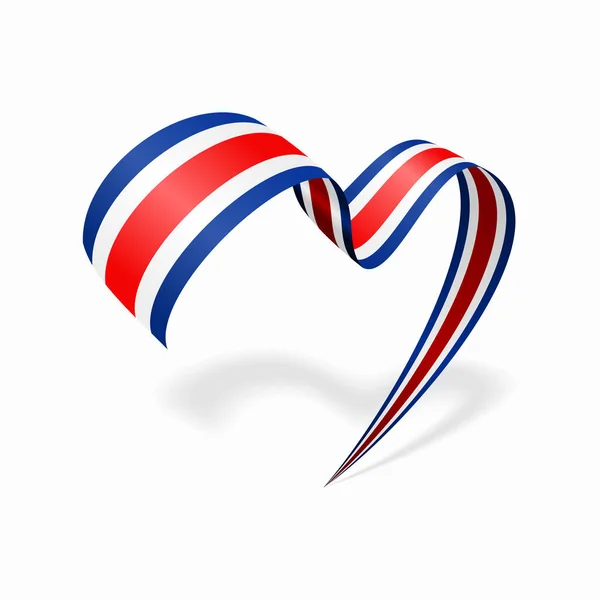 Costa Rican flag heart shaped ribbon. Vector illustration. — Vettoriale Stock