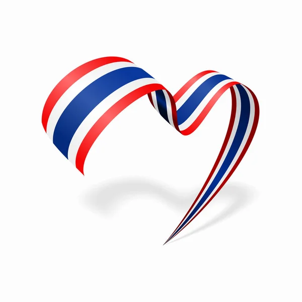 Thai flag heart shaped ribbon. Vector illustration. — стоковый вектор