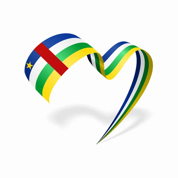 Central African Republic flag heart shaped ribbon. Vector illustration. — Vettoriale Stock