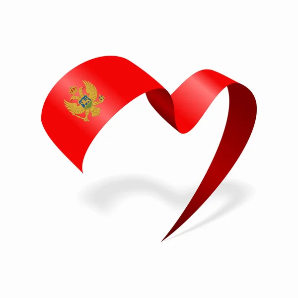 Montenegrian flag heart shaped ribbon. Vector illustration. — Διανυσματικό Αρχείο