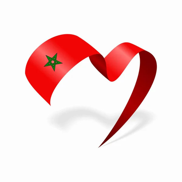 Moroccan flag heart shaped ribbon. Vector illustration. — стоковый вектор