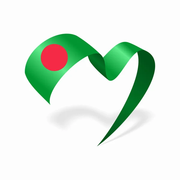 Σημαία Μπαγκλαντές σε σχήμα καρδιάς κορδέλα. Εικονογράφηση διανύσματος. — Διανυσματικό Αρχείο