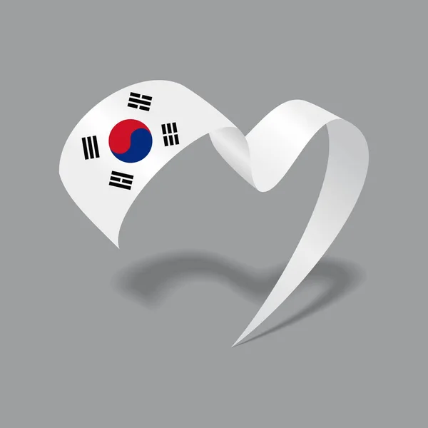 South Korean flag heart shaped ribbon. Vector illustration. — Wektor stockowy