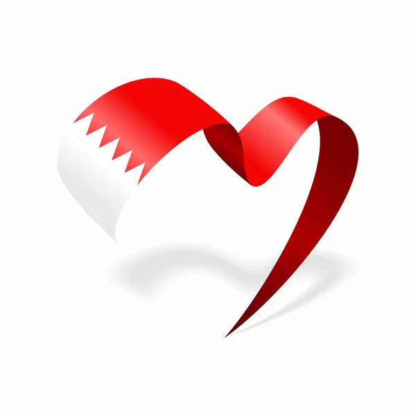 Bahraini flag heart shaped ribbon. Vector illustration. — Stock Vector