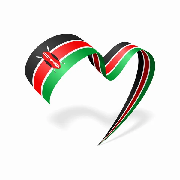 Kenyan flag heart shaped ribbon. Vector illustration. — Wektor stockowy