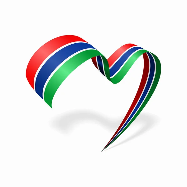 Gambian flag heart shaped ribbon. Vector illustration. — Vetor de Stock
